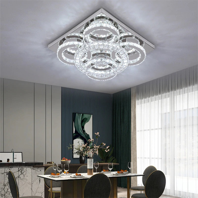5 Ring Crystal Plafondlamp - Moderne Lamp - Led Lamp 40 cm - Plafondlamp - Plafonniere - Kroonluchter