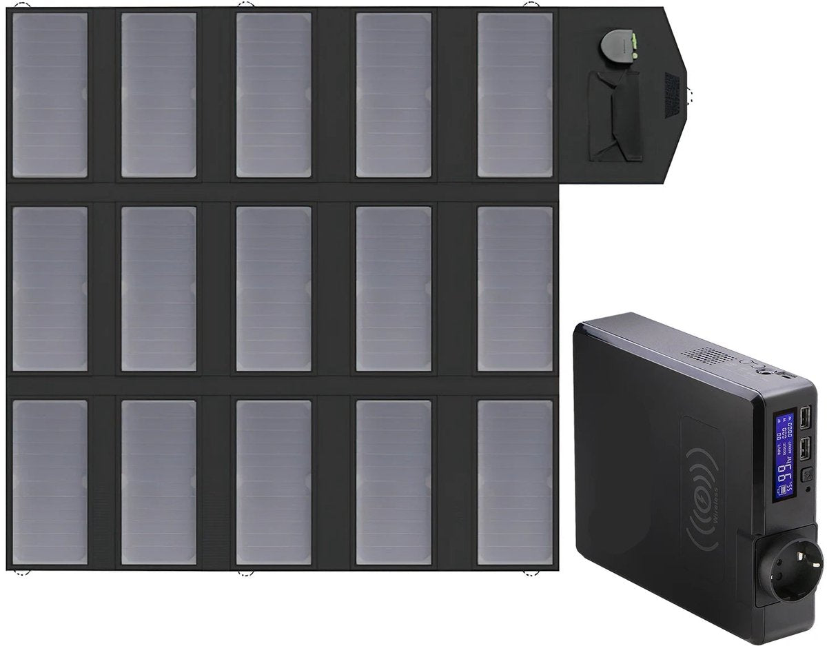 Powerstation - met 100W Opvouwbaar Zonnepaneel - Draagbare - Solar Generator - Stroomgenerator - 200W - Voor Camping, Reizen en Off-grid Energie