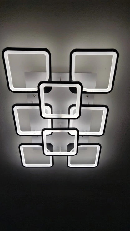 LuxiLamps - 8 Kop Plafondlamp - Smart lamp - Zwart - 90cm - Afstandsbediening en APP - Woonkamerlamp - Plafonniere
