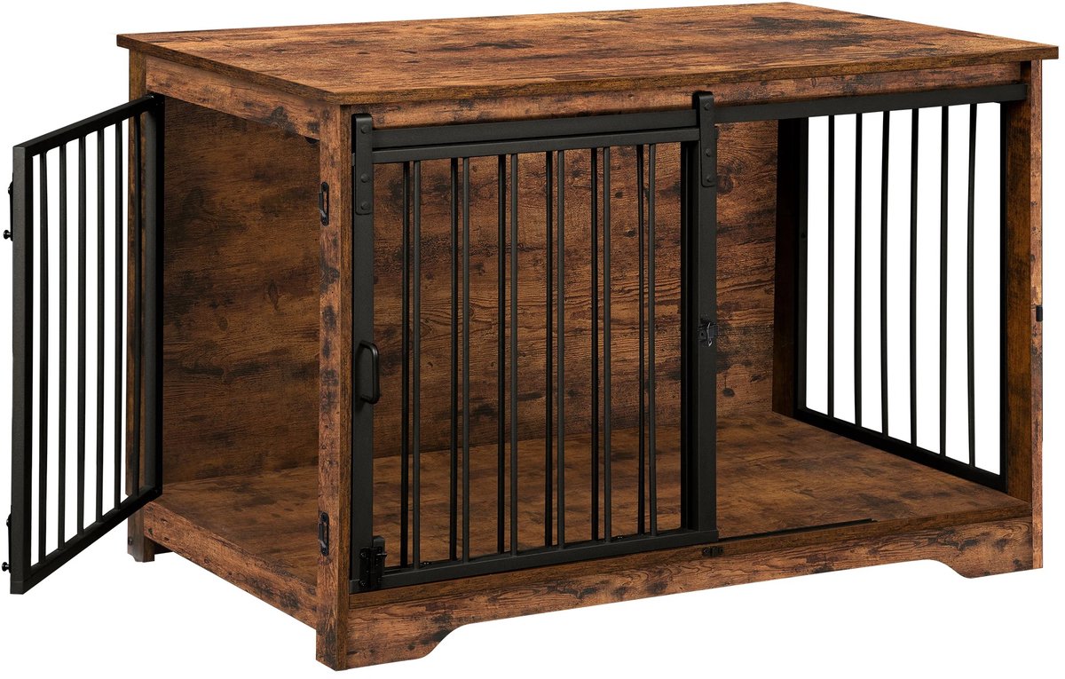 dog crate furniture - 100 cm - brown - 2 sliding doors - dog box - dog crate - beautiful design - multifunctional - coffee table / TV stand - chew and scratch resistant