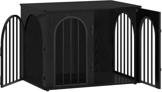 Hondenbench - Meubel - Bench - Hondenkooi - Hondenhok - Hondenbox - Salontafel - 2 Deuren - Schuifdeur - 80 x 56 x 61 cm - Zwart