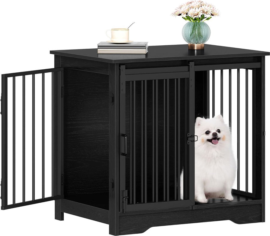 Hondenbench - Meubel - Bench - Hondenkooi - Hondenhok - Hondenbox - Salontafel - 2 Deuren - Schuifdeur - 49x69x64,5 cm - Zwart