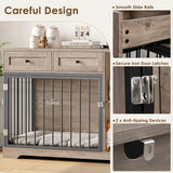 
Dog Crate Furniture – Dog Cage – Dog Kennel – Crate Table – Dog Cabinet with Storage Drawers & Shelves – 120x87x60cm - Brown