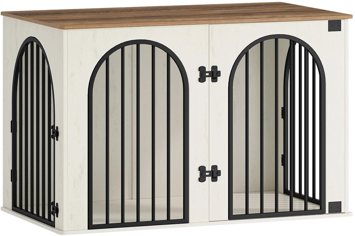 Dog Crate - Furniture - Dog Cage - Dog House - Dog Pen - Side Table - Coffee Table - 3 Doors - 100 × 60 × 63 cm - White