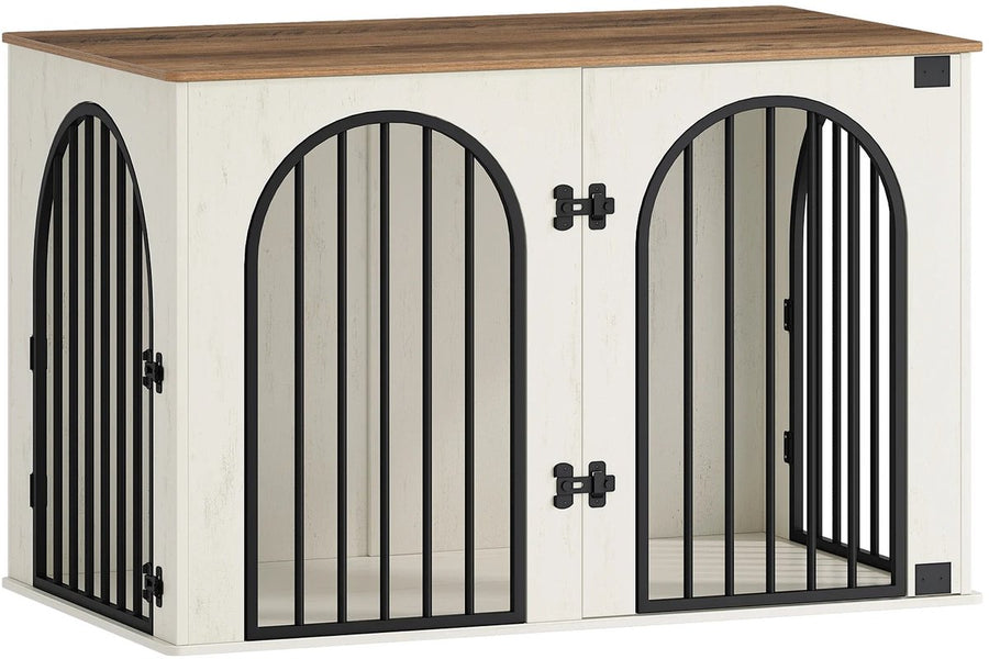Hondenbench - Meubel - Hondenkooi - Hondenhok - Hondenbox - Bijzettafel - Salontafel - 3 Deuren - 100 × 60 × 63 Cm - Wit