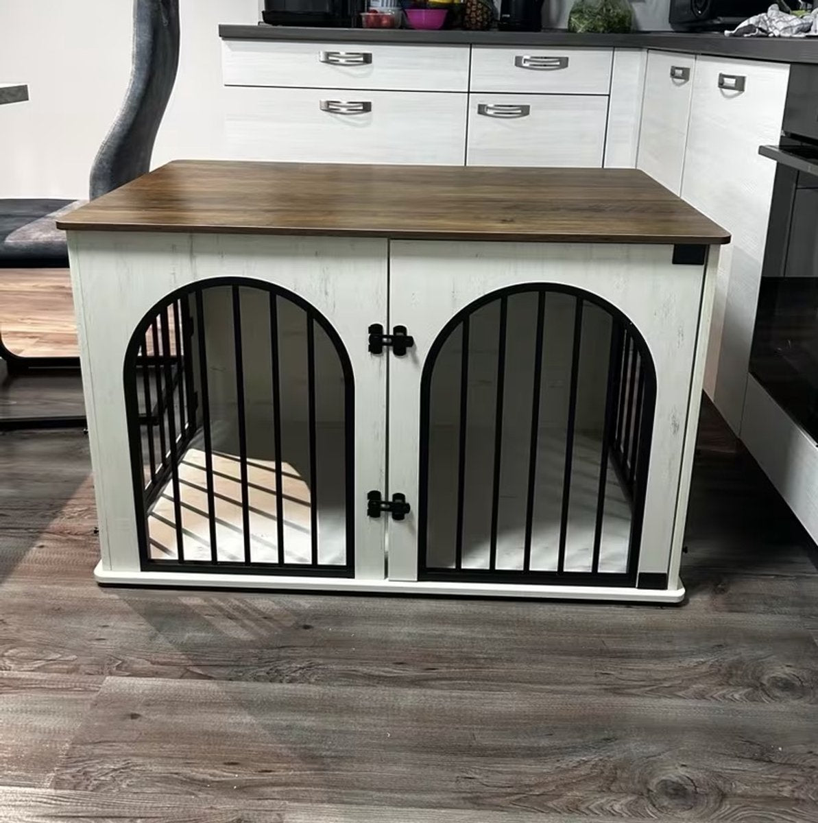 Dog Crate - Furniture - Dog Cage - Dog House - Dog Pen - Side Table - Coffee Table - 3 Doors - 100 × 60 × 63 cm - White