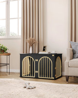 
Dog Crate - Furniture - Dog Cage - Dog Kennel - Dog Pen - Side Table - Coffee Table - 3 Doors - 100x60x63 cm - Black
