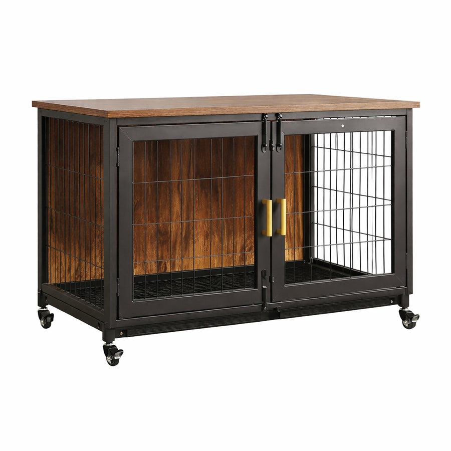 Hondenbench - Meubel - Hondenkooi - Hondenhok - Hondenbox -Salontafel - Verwijderbaar Dienblad - 95x55,9x65 Cm - Bruin