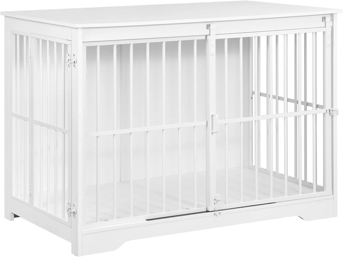 Hondenbench - Meubel - Hondenkooi - Hondenhok - Hondenbox - Salontafel - 2 Deuren - Schuifdeur - 110 x 64 x 81 cm - Wit