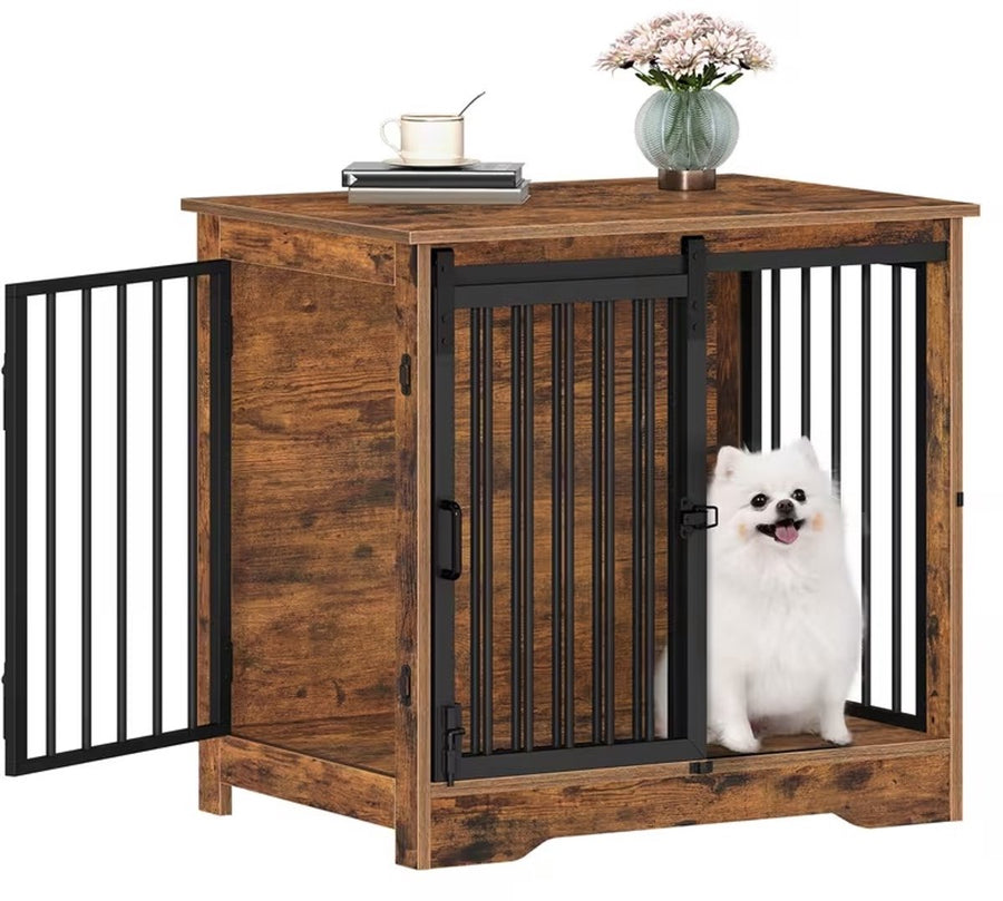 Hondenbench - Meubel - Hondenkooi - Hondenhok - Hondenbox -Salontafel - 2 Deuren - Schuifdeur - 49×69×64,5 Cm - Bruin