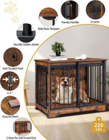 
Dog Crate - Furniture - Dog Cage - Dog Kennel - Dog Pen - Coffee Table - 2 Doors - Sliding Door - 49×69×64.5 Cm - Brown