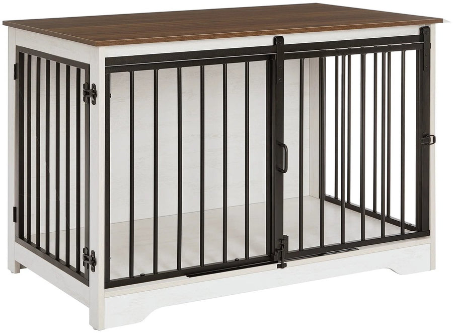 Hondenbench - Meubel - Hondenkooi - Hondenhok - Hondenbox -Salontafel - 2 Deuren - Schuifdeur - 100 x 60 x 68 cm - Wit