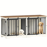 
Dog Crate - Furniture - Dog Cage - Dog Kennel - Dog Box - Coffee Table - Sliding Door - 4 Doors - 136 x 49 x 65 cm - White