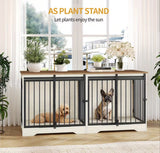 
Dog Crate - Furniture - Dog Cage - Dog Kennel - Dog Box - Coffee Table - Sliding Door - 4 Doors - 136 x 49 x 65 cm - White