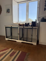
Dog Crate - Furniture - Dog Cage - Dog Kennel - Dog Box - Coffee Table - Sliding Door - 4 Doors - 136 x 49 x 65 cm - White