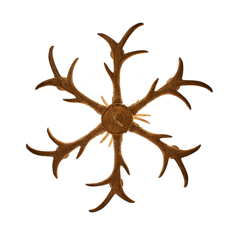 Wooden Chandelier - 6-Arm Wooden Chandelier - Deer Antler Style - 75 cm - Pendant Light - Living Room Lamp - Modern Lamp