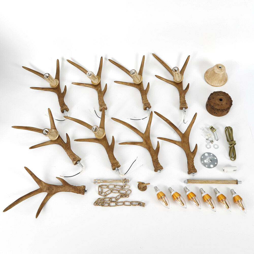 Wooden Chandelier - 6-Arm Wooden Chandelier - Deer Antler Style - 75 cm - Pendant Light - Living Room Lamp - Modern Lamp