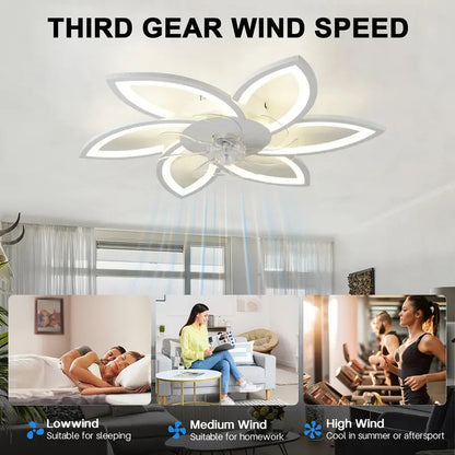 LuxiLamps - 6 Sterren Plafondlamp Met Ventilator - Wit - Met Afstandsbediening - Smart lamp - Dimbaar Met App - 6 Standen Ventilator - Woonkamerlamp - Moderne lamp - Plafoniere