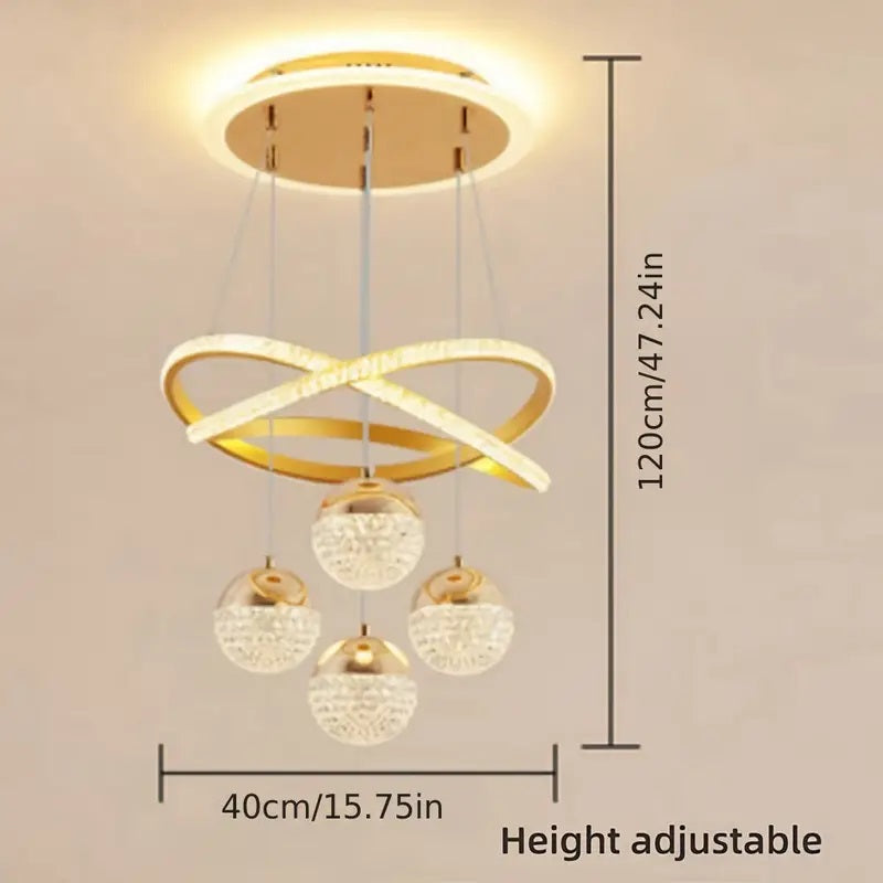 LuxiLamps - 4 Balls Hanging Lamp - Chandelier Living Room - Gold - Modern Lamp - 40 cm - Hanging Lamp