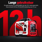 
Inverter Generator 3500W - Gasoline and LPG/Propane - Dual Fuel - 3200W - 220–240 V - Silent 4-Stroke Generator with Electric Start, App Control and USB - For Camping, RV and Emergency Power