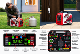 
Inverter Generator 3500W - Gasoline and LPG/Propane - Dual Fuel - 3200W - 220–240 V - Silent 4-Stroke Generator with Electric Start, App Control and USB - For Camping, RV and Emergency Power