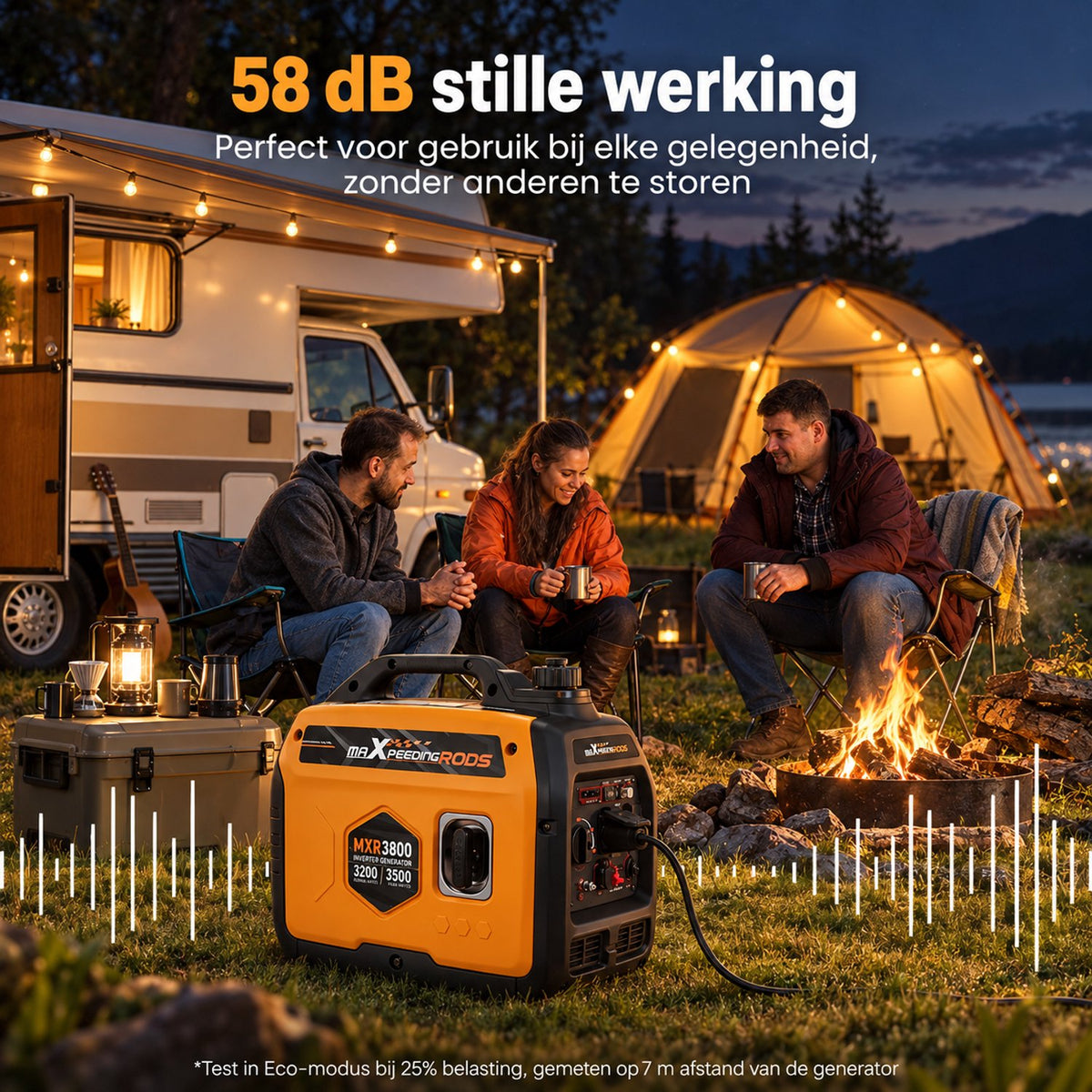 Inverter Generator Benzine - Aggregaat - 3200W Continu - 3500W Piek - 4-Takt - Eco-modus - Noodstroom - Stroomgenerator voor Thuis, Kamperen, Evenementen & Noodpakket