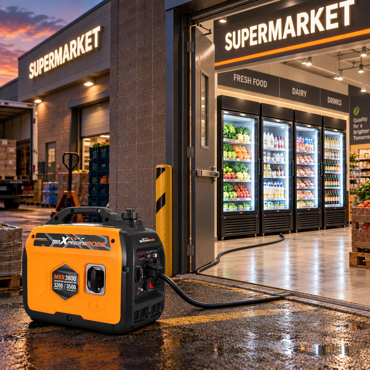 Inverter Generator Benzine - Aggregaat - 3200W Continu - 3500W Piek - 4-Takt - Eco-modus - Noodstroom - Stroomgenerator voor Thuis, Kamperen, Evenementen & Noodpakket