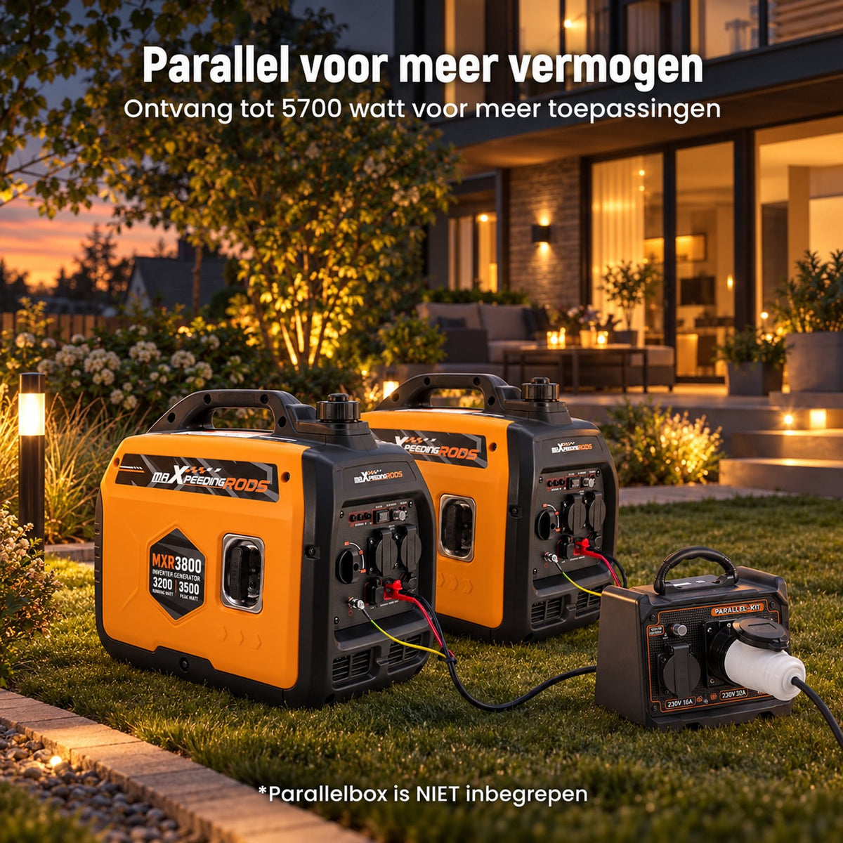 Inverter Generator Benzine - Aggregaat - 3200W Continu - 3500W Piek - 4-Takt - Eco-modus - Noodstroom - Stroomgenerator voor Thuis, Kamperen, Evenementen & Noodpakket