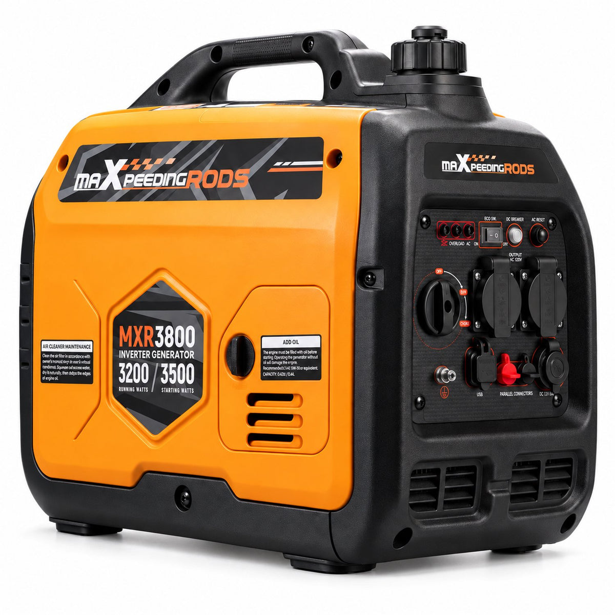Inverter Generator Benzine - Aggregaat - 3200W Continu - 3500W Piek - 4-Takt - Eco-modus - Noodstroom - Stroomgenerator voor Thuis, Kamperen, Evenementen & Noodpakket
