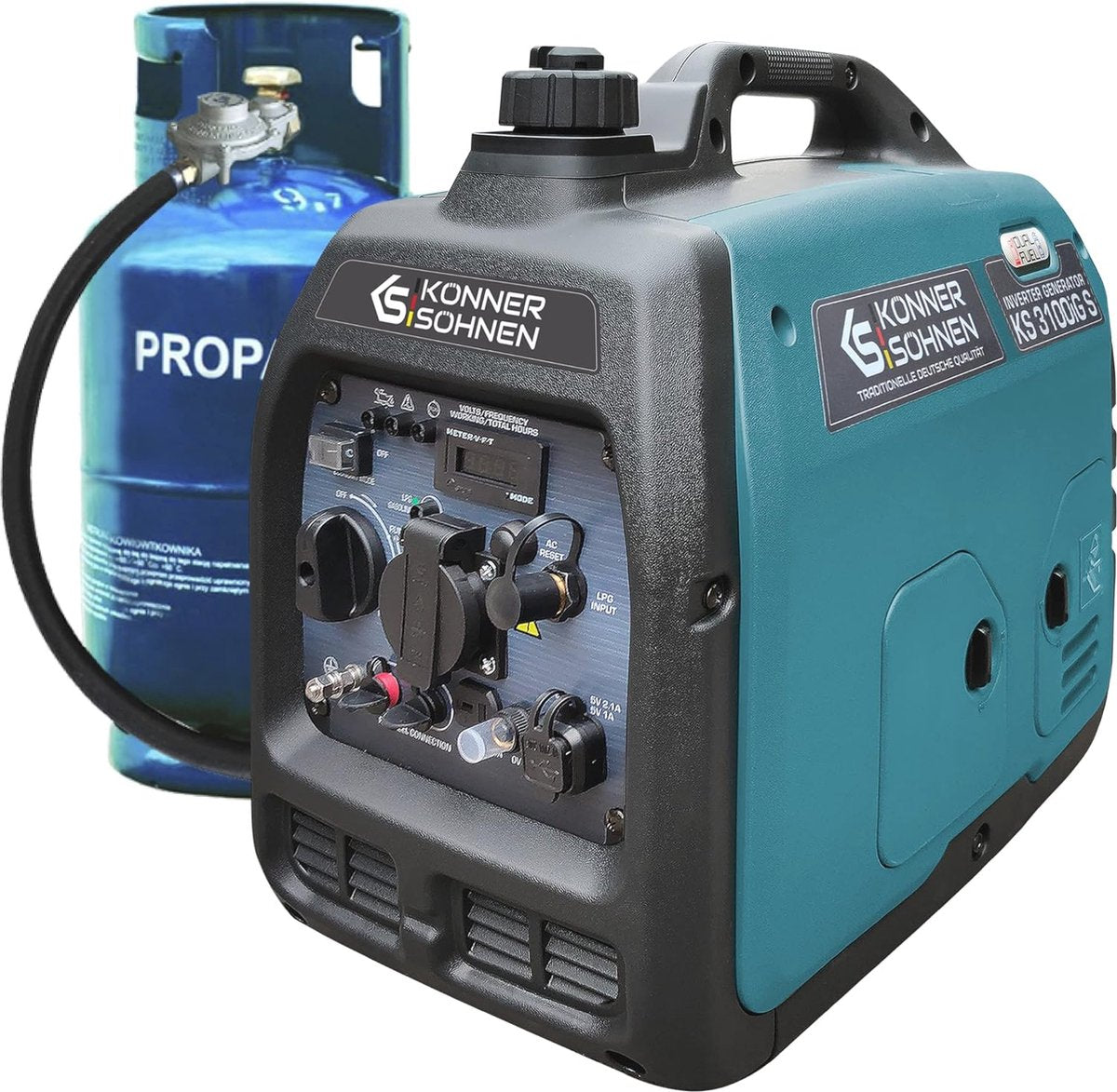 Dual-Fuel Invertergenerator - Vermogen 3100 W - Benzine En LPG - Eco-Modus - 220–240 V En USB - LED-Display