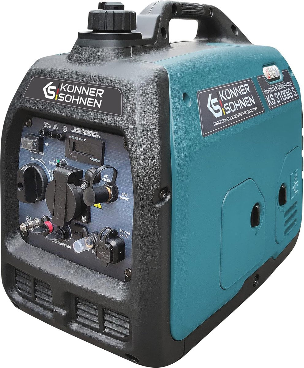 Dual-Fuel Invertergenerator - Vermogen 3100 W - Benzine En LPG - Eco-Modus - 220–240 V En USB - LED-Display