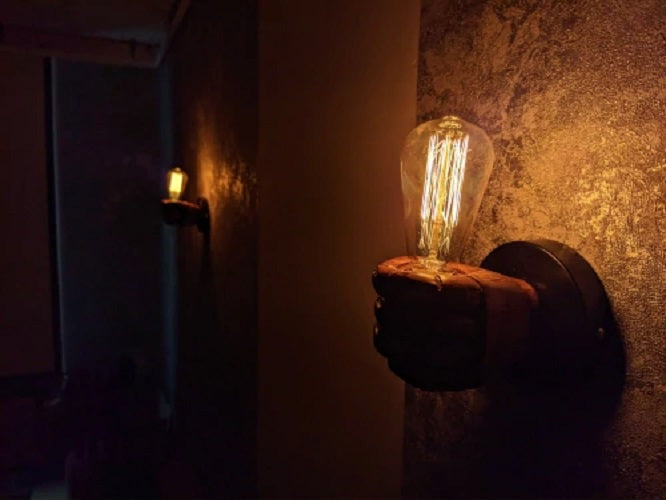 LuxiLamps - Industrial Style Wall Lamp - Right Fist - Resin Wall Lamp - E26 - Lamp Lighting - Bar - Cafe -Restaurant
