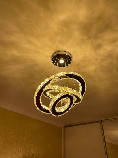 Kristallen Kroonluchter - Crystal Led Hanglamp - 3 Ring Hanglamp - Woonkamerlamp - Met Afstandsbediening - Moderne lamp - Hanglamp