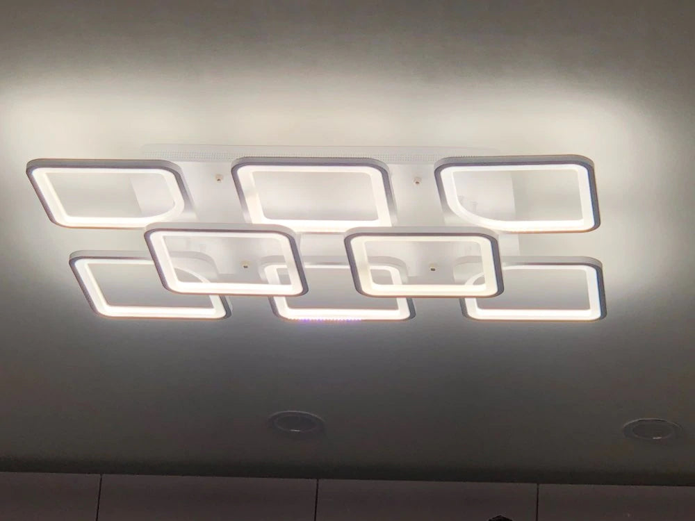 LuxiLamps - 8 Head Ceiling Lamp - Smart Lamp - White - 90cm - Remote Control and APP - Living Room Lamp - Ceiling Lamp
