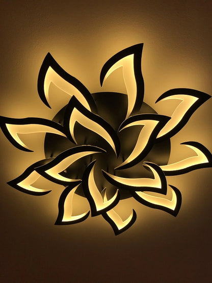 LuxiLamps - 14 Star Ceiling Lamp Black - With Remote Control - Smart Lamp - Dimmable With App - Living Room Lamp - Modern Lamp - Ceiling Lamp