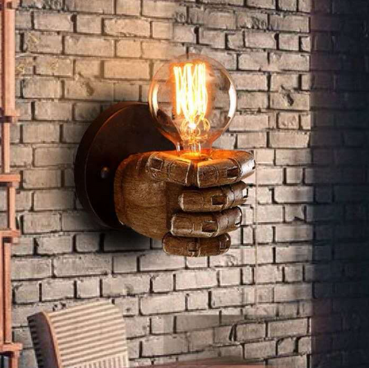 LuxiLamps - Industrial Style Wall Lamp - Right Fist - Resin Wall Lamp - E26 - Lamp Lighting - Bar - Cafe -Restaurant