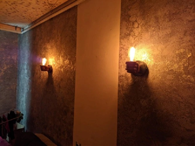 LuxiLamps - Industrial Style Wall Lamp - Right Fist - Resin Wall Lamp - E26 - Lamp Lighting - Bar - Cafe -Restaurant