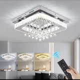 
Square Crystal LED Ceiling Light - 40 cm - 24 W - Dimmable With Remote Control - 3 Adjustable White Light Tones - Modern Chandelier For The Living Room