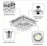 
Square Crystal LED Ceiling Light - 40 cm - 24 W - Dimmable With Remote Control - 3 Adjustable White Light Tones - Modern Chandelier For The Living Room