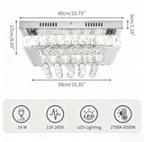 
Square Crystal LED Ceiling Light - 40 cm - 24 W - Dimmable With Remote Control - 3 Adjustable White Light Tones - Modern Chandelier For The Living Room