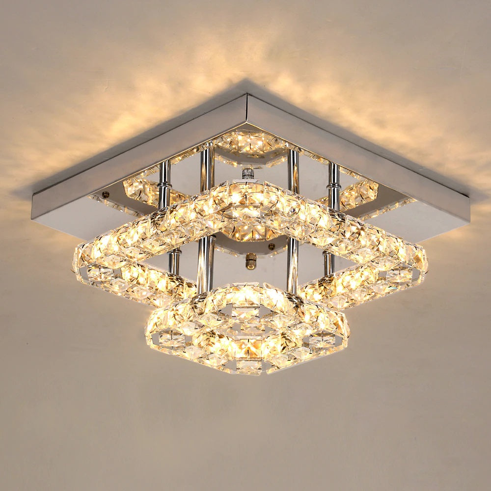 K9 Crystal LED Ceiling Light - Stainless Steel - Warm White - 24 W - Surface Mounting - Wall Switch