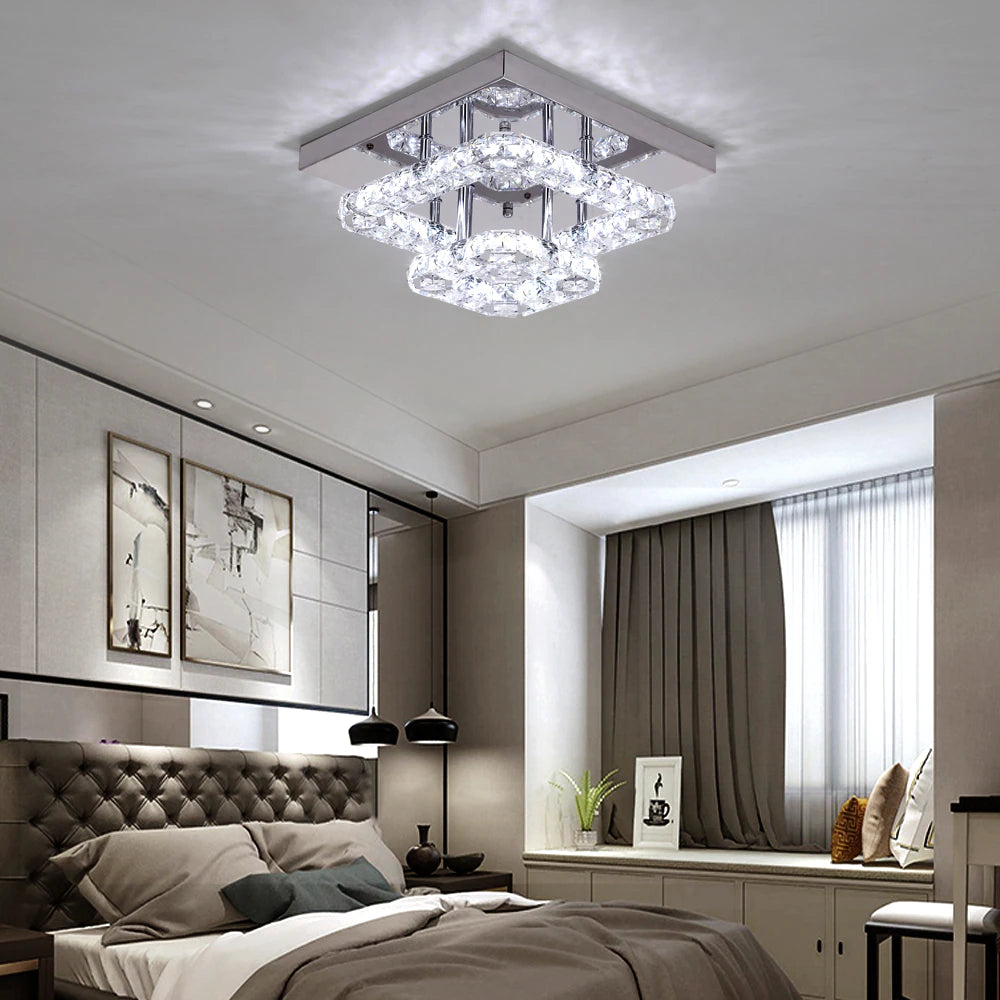 K9 Crystal LED Ceiling Light - Stainless Steel - Warm White - 24 W - Surface Mounting - Wall Switch