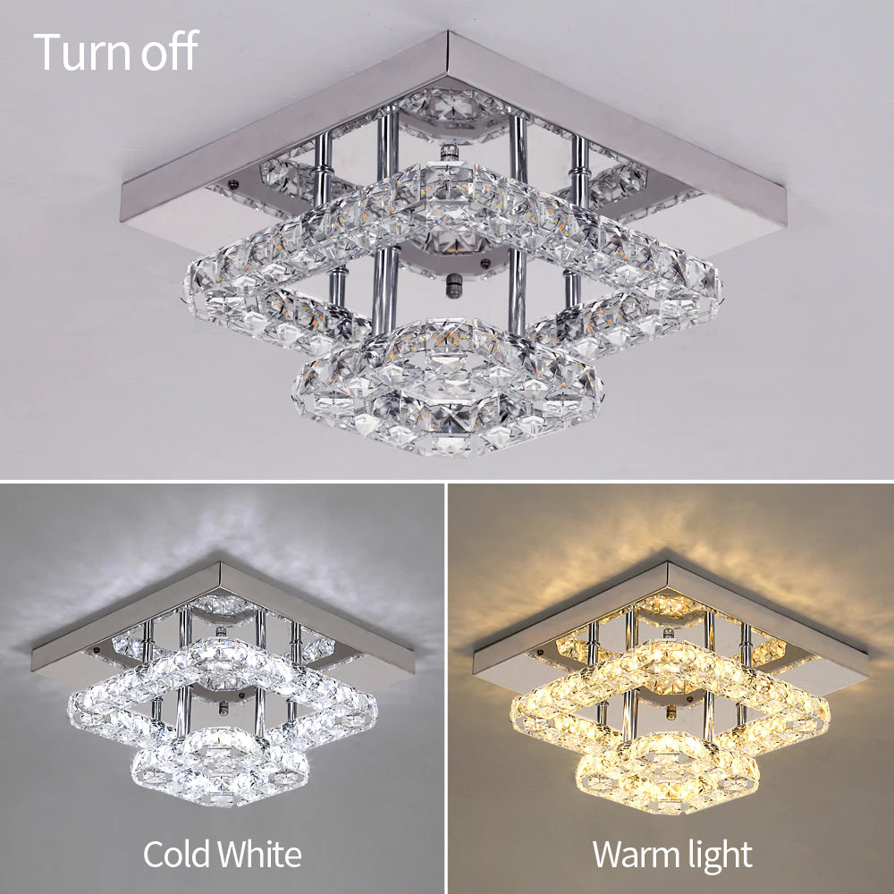 K9 Crystal LED Ceiling Light - Stainless Steel - Warm White - 24 W - Surface Mounting - Wall Switch