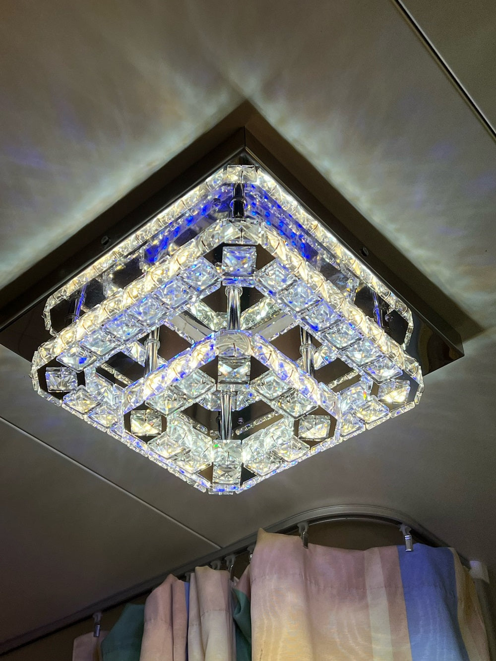 K9 Crystal LED Ceiling Light - Stainless Steel - Warm White - 24 W - Surface Mounting - Wall Switch
