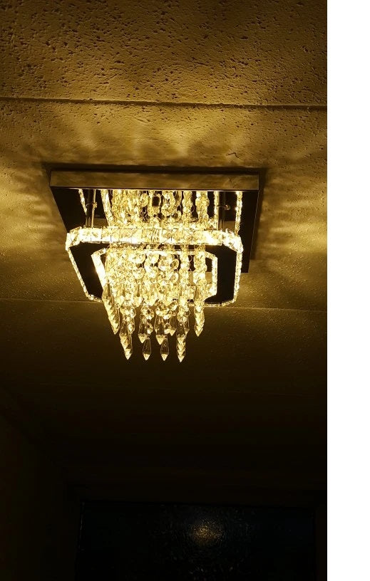 K9 Crystal LED Ceiling Light - Joined Fixture - Stainless Steel - Warm White - 24 W - Wall Switch