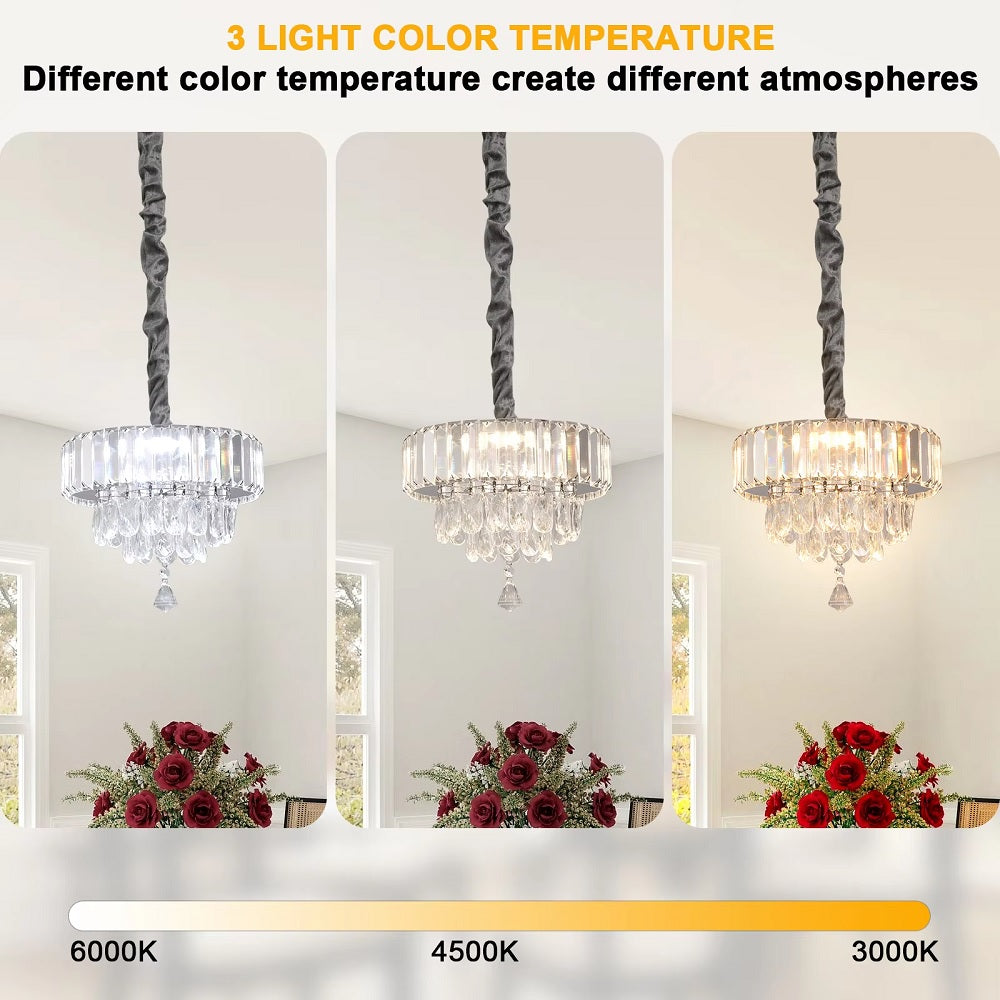 Crystal Pendant Light - Chrome - Modern Chandelier With Ornaments - Bulbs Included - Decoration For The Living Room