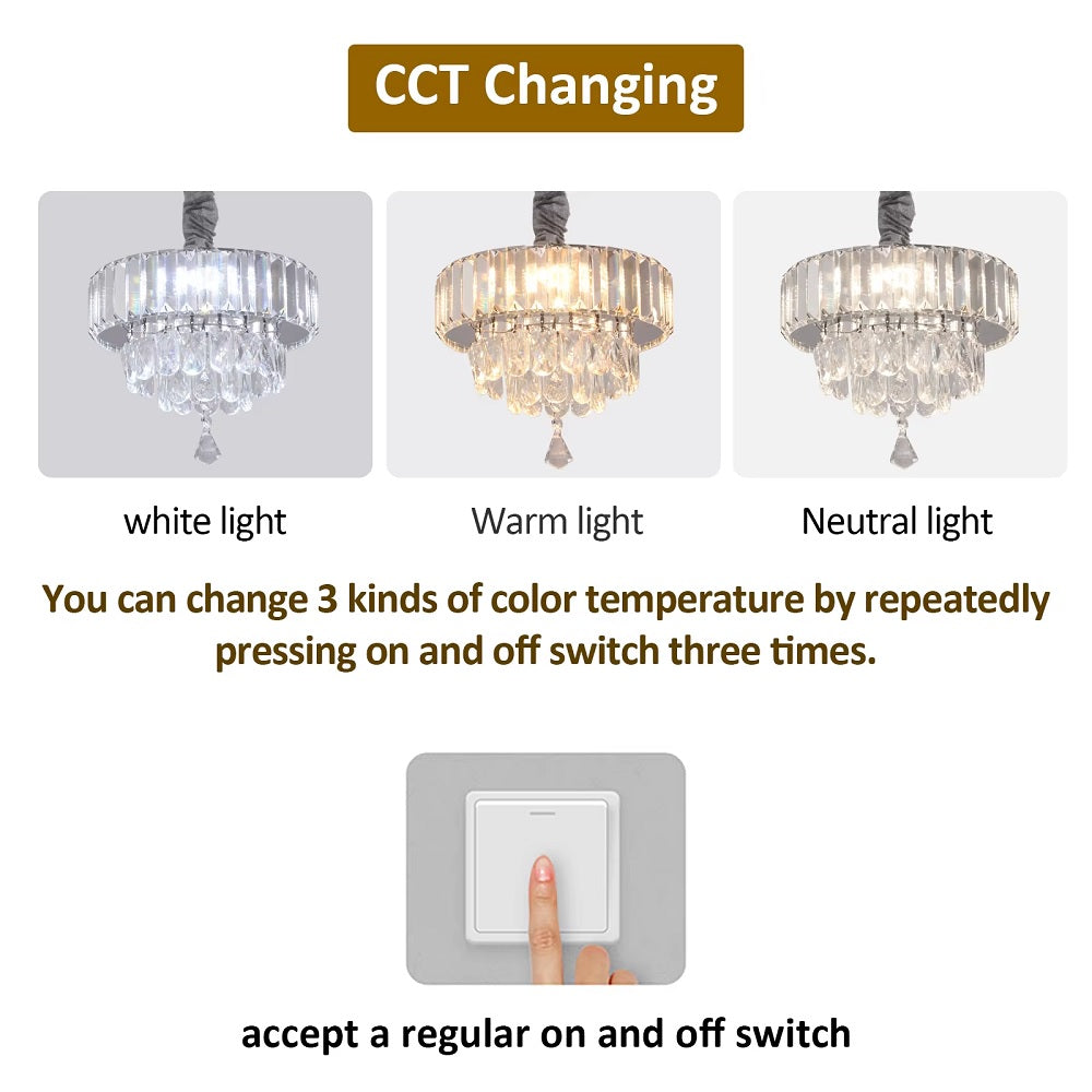 Crystal Pendant Light - Chrome - Modern Chandelier With Ornaments - Bulbs Included - Decoration For The Living Room