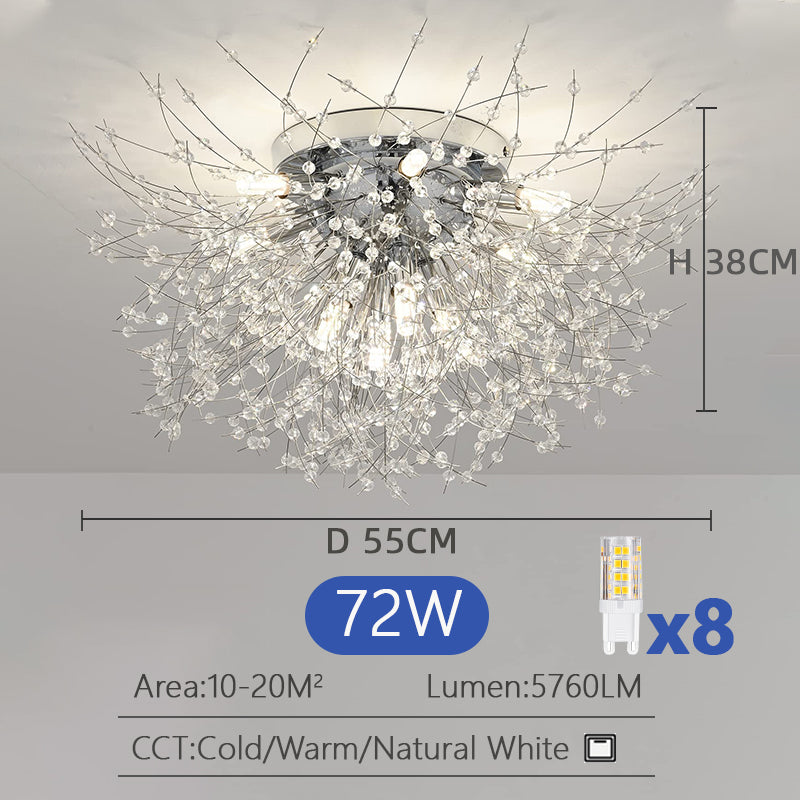 Crystal Ceiling Light | Chandelier | 8 Light Points | Silver | Crystal Ceiling Lamp | 55 cm | Modern lamp