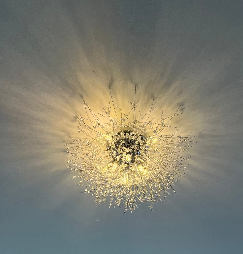 Crystal Ceiling Light | Chandelier | 8 Light Points | Silver | Crystal Ceiling Lamp | 55 cm | Modern lamp