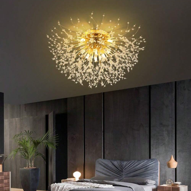 Crystal Ceiling Light | Chandelier | 8 Light Points | Silver | Crystal Ceiling Lamp | 55 cm | Modern lamp